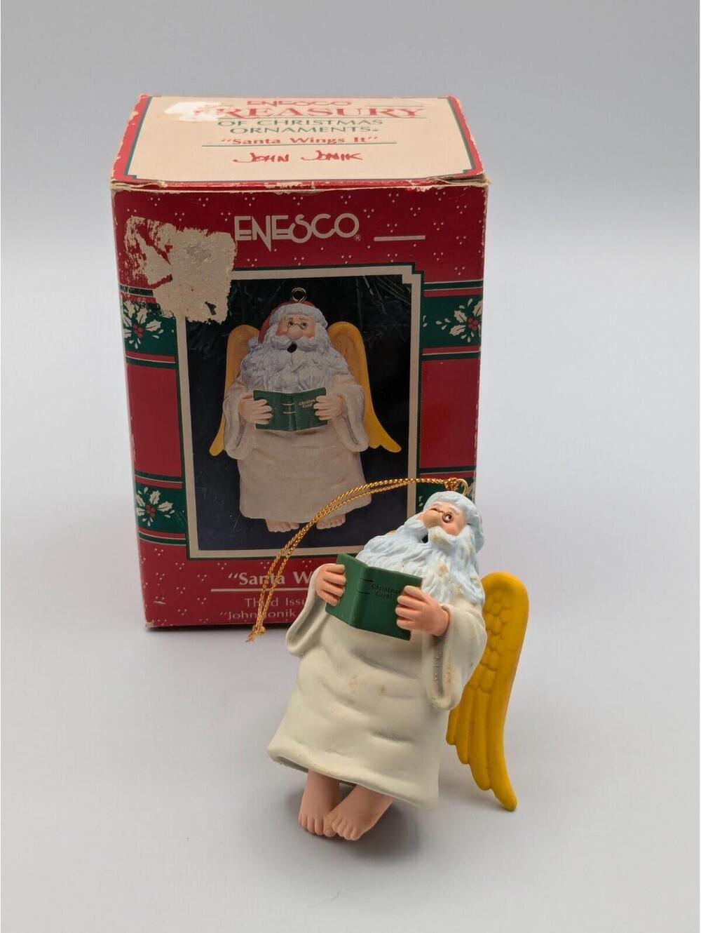 Enesco Treasury of Christmas Santa Wings It 1991, 3rd in John Jonik Santa Series